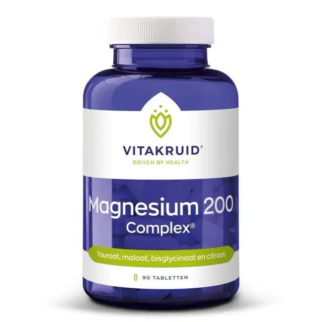 Blauwe fles Vitakruid - Magnesium 200 Complex® met 90 tabletten.
