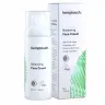 Een fles balancerende gezichtscrème met CBD van Hemptouch naast de doos, met de nadruk op cbd-olie en hennepingrediënten, veganistisch label. miniatuur