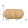 Gedetailleerde weergave van een gevlekte, beige rechthoekige Vitakruid - Multi Dag & Nacht® Vrouw tablet met een gekerfde lijn in het midden, geplaatst op een achtergrond met een liniaal voor de schaal. miniatuur
