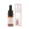Een klein druppelflesje met de tekst "Endoca - Decarb 15% CBD olie (10ml) - milde smaak" staat naast de doos, met ingrediënten en contactgegevens, met een zichtbare zwarte druppeldop. miniatuur