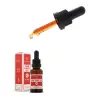 Een druppelaar met oranje vloeistof boven een flesje met het label "Endoca - Raw 15% CBD Olie (30ml) - natuurlijke smaak" en de verpakking, beide met 15% CBD-gehalte. miniatuur