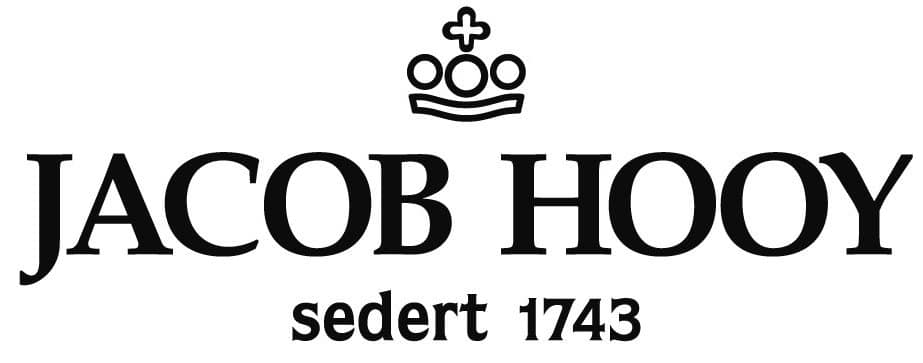 een zwart-witfoto van een bord waarop jacob hooy staat.