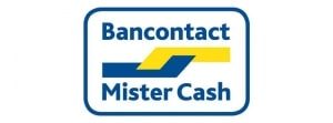een logo voor een bank met de woorden bancontact mister cash.