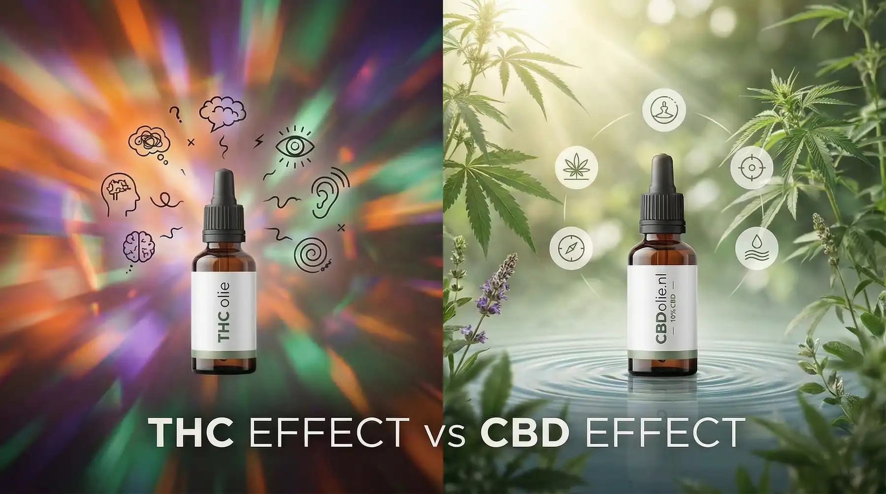 Afbeelding THC-effect versus CBD-effect